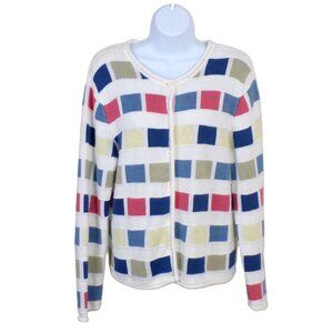 Christopher & Banks White Pastel Colorblock Cardigan Y2K 2005 Size M #127